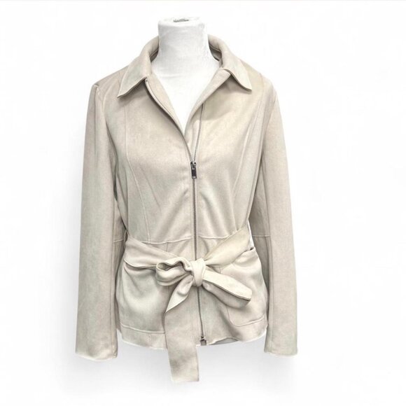 Truth By Republic Jackets & Blazers - Truth Republic Cream Jacket Blazer Zip Belt Faux Leather Large New